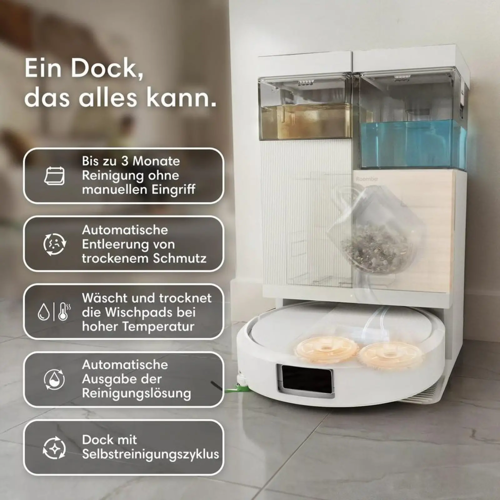 Nasswisch-Roboter, Staubsauger-Roboter, Clean Base,IRobot weiß