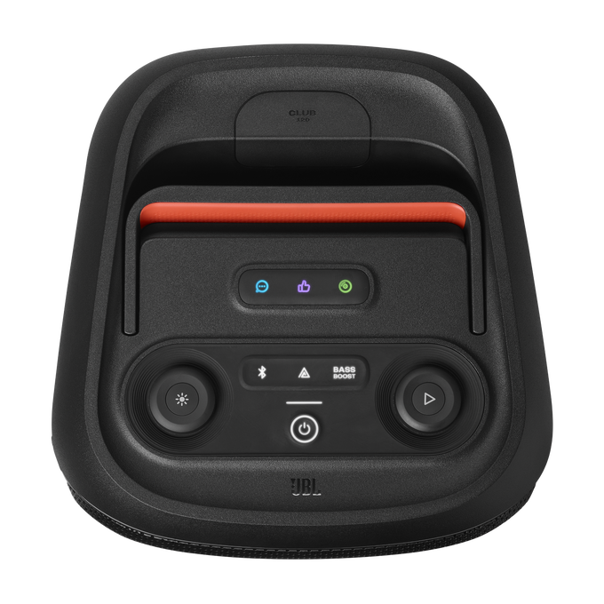 Bluetooth-Lautsprecher JBL mit 160W Leistung und RGB-Licht schwarz.