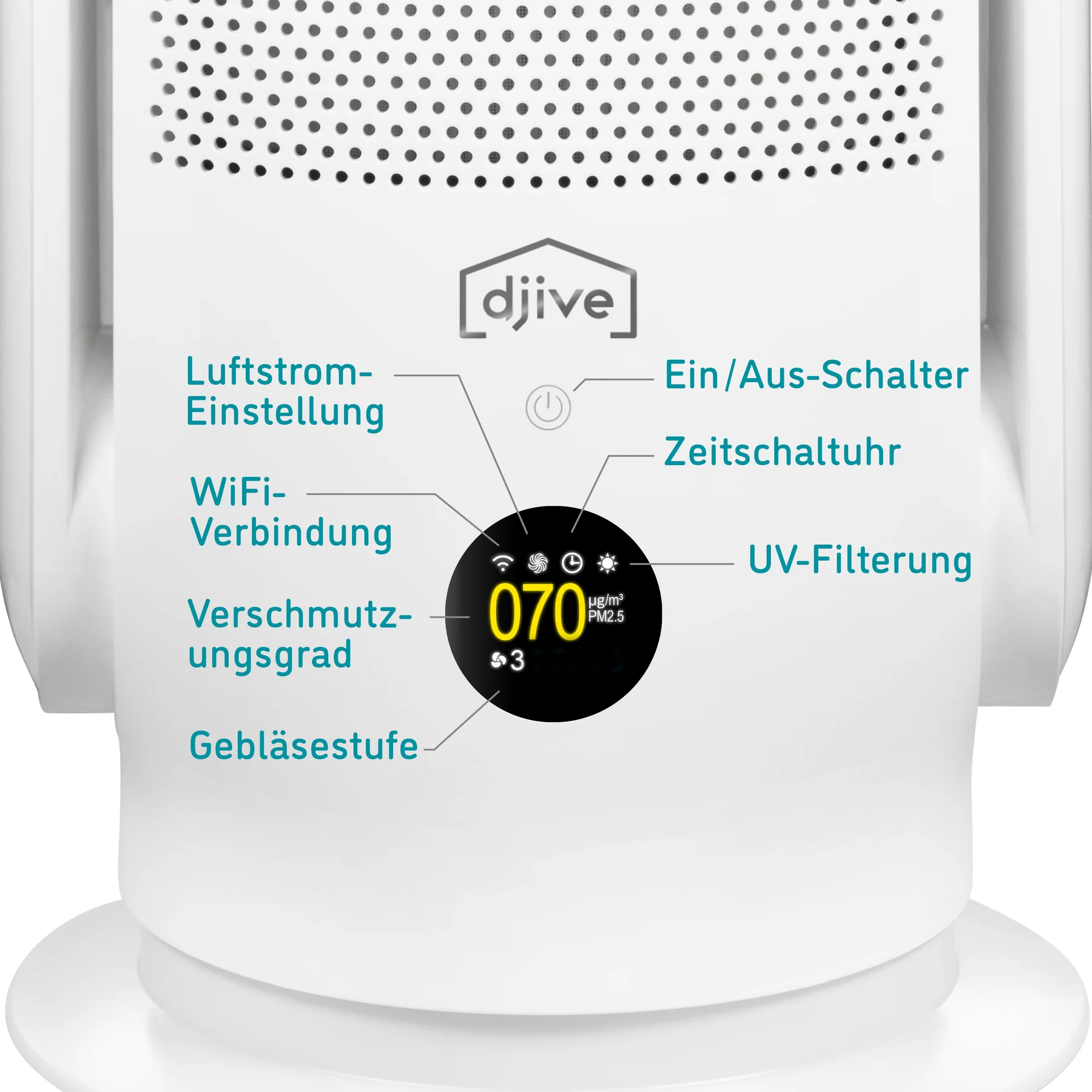 Luftreiniger, Ventilatormodus, bis 86,3 m³/h Luftumwälzung,