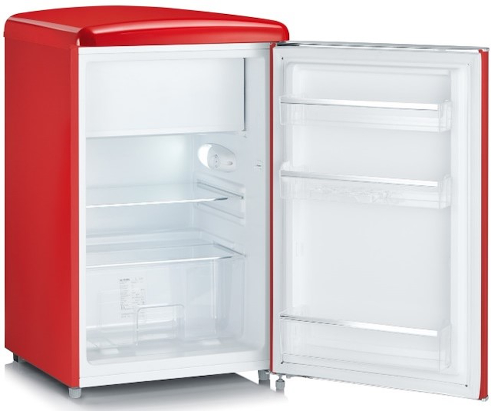 TISCHKÜHLSCHRANK 108LT CE.D MIT GEFRIERSCHRANK RETRO' rot.