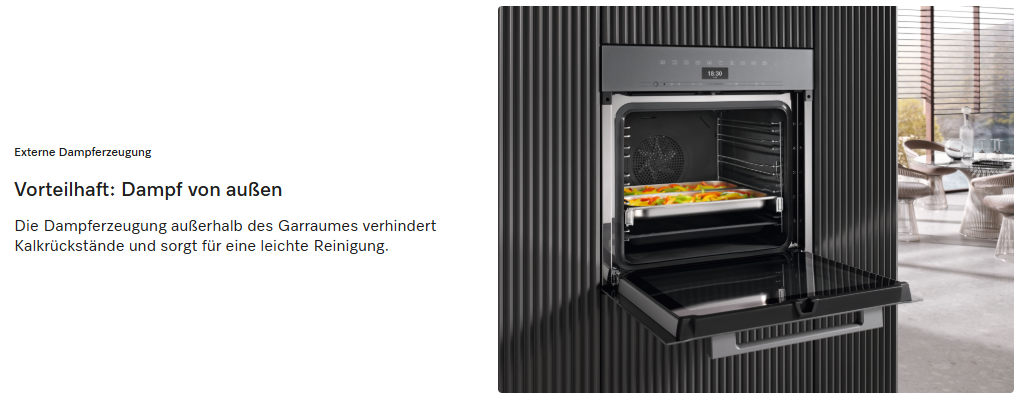 Elektro-Backofen Miele, 76 l Garraum, 5 Backebenen, Temperaturregelung: 30-250 Grad, über 35 Programme,