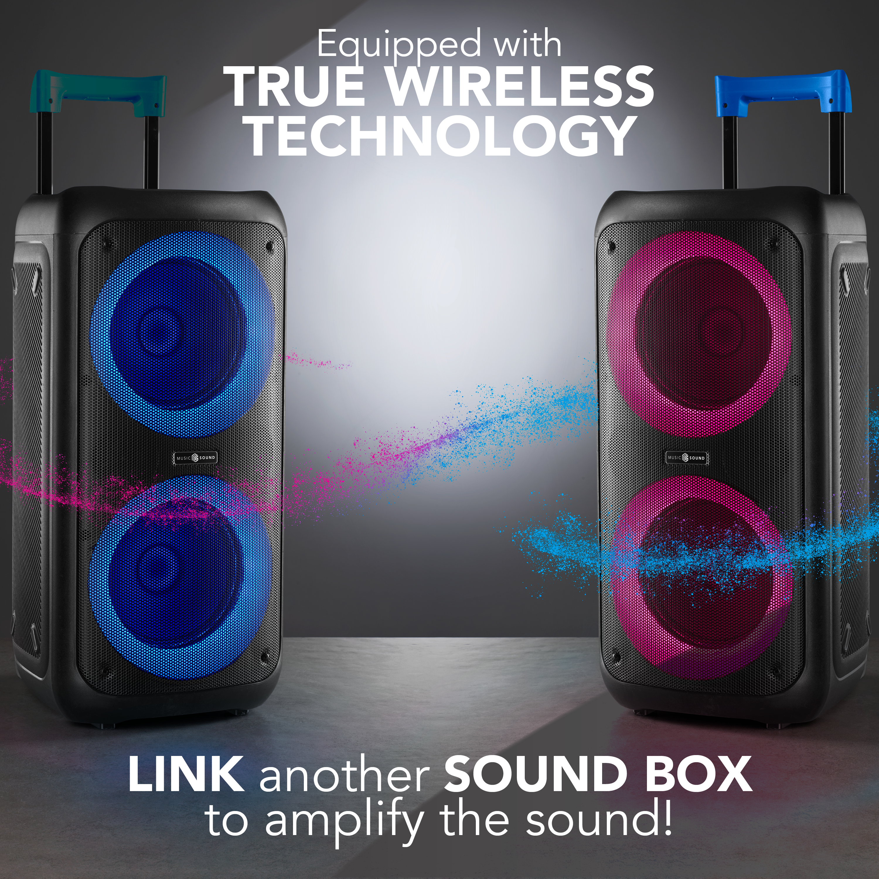 Bluetooth-Lautsprecher mit 80 W Leistung und RGB-Licht.