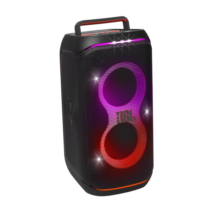 Bluetooth-Lautsprecher JBL mit 160W Leistung und RGB-Licht schwarz.