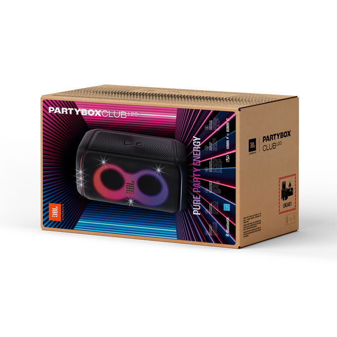 Bluetooth-Lautsprecher JBL mit 160W Leistung und RGB-Licht weiß.