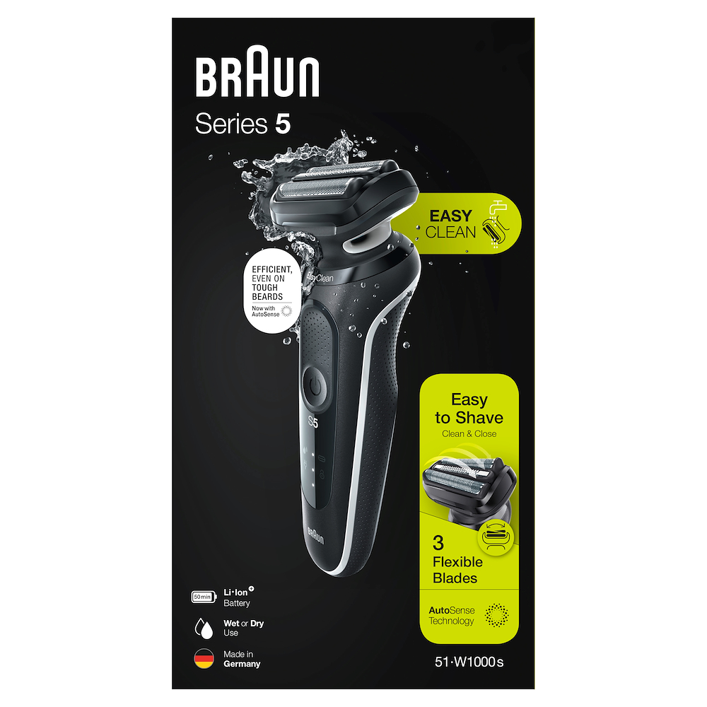 Rasierer Braun wiederaufladbarer 50 Minuten Akkulaufzeit 60 Minuten 3-Klingen-Rasur nass & trocken.