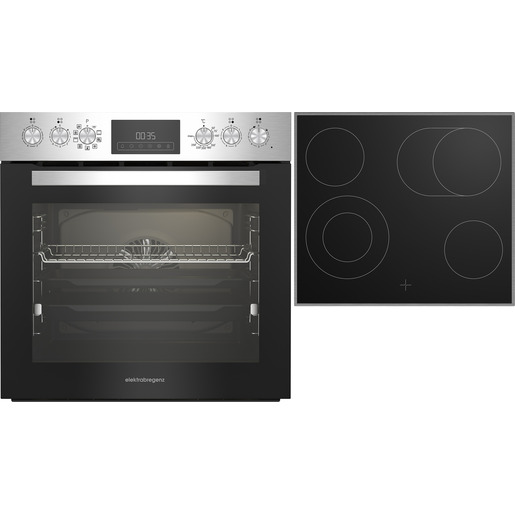 Multifunktionsherdset Elektrabregenz bestehend aus Herd und Glaskeramikkochfeld.