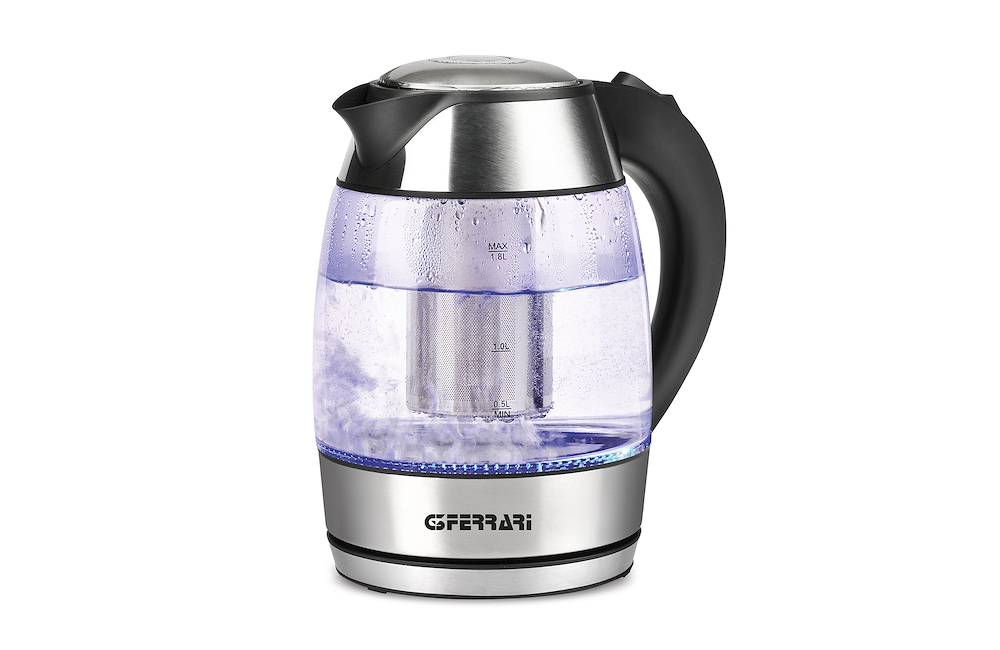 Wasserkocher 2200W 1,8L LED "Blaue Blasen" Edelstahl,