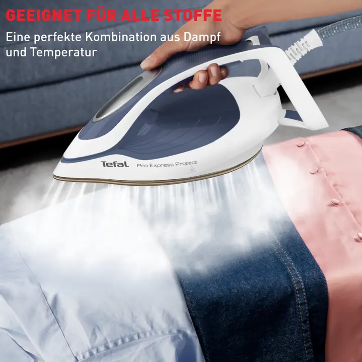 Dampfbügelstation, automatische Temperaturanpassung für alle Textilien,
