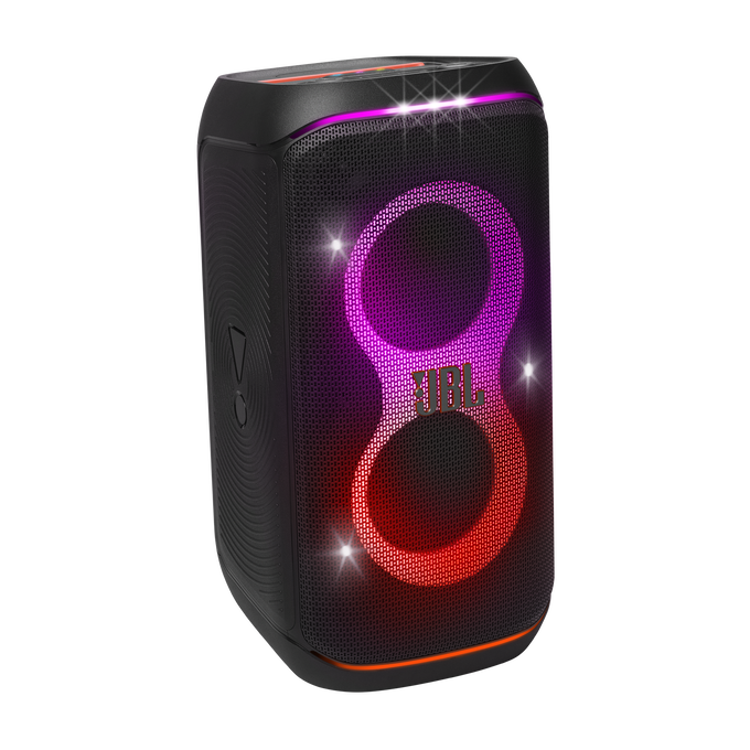 Bluetooth-Lautsprecher JBL mit 160W Leistung und RGB-Licht schwarz.