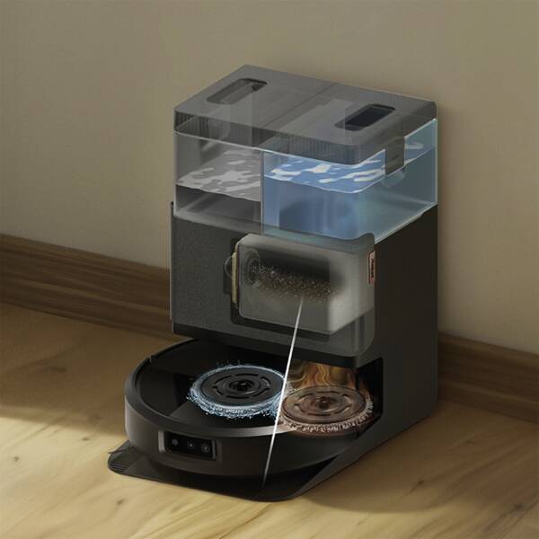 Staubsauger-Roboter, beutelloser Betrieb, max. 0,3 l Behältervolumen, Clean Base.