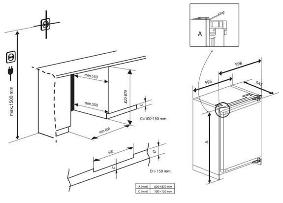 Congelatore da incasso Beko Altezza 82cm.